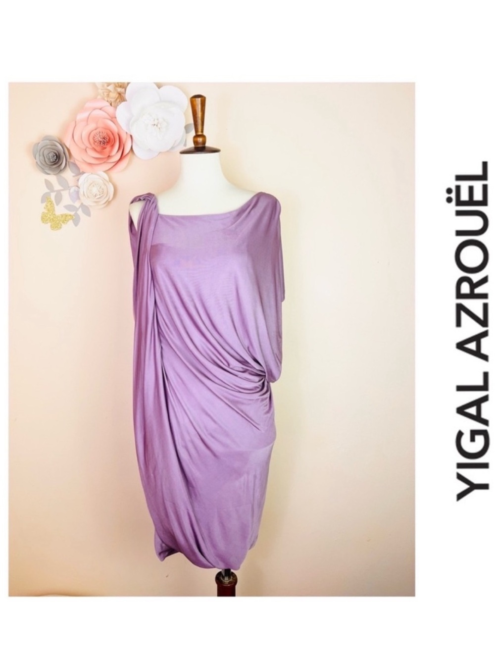 New! YIGAL AZROUEL “Dahila” Grecian Draped Dress